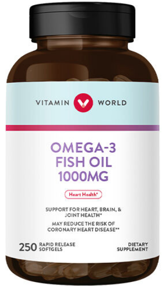 Vitamin World Omega-3 Fish Oil 1000 mg. 250 softgels