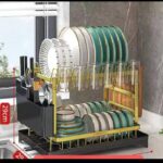 2-Tier Dish Racks for Kitchen Counter and Sink Large Dish Drying Rack with Drainboard Stainless Steel Dish Drainers